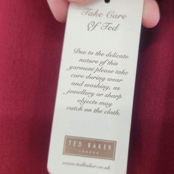 Ted‎ Baker Dress Kandal Midi High Low Fit and Flare in Burgundy 1 XS - Picture 4 of 7